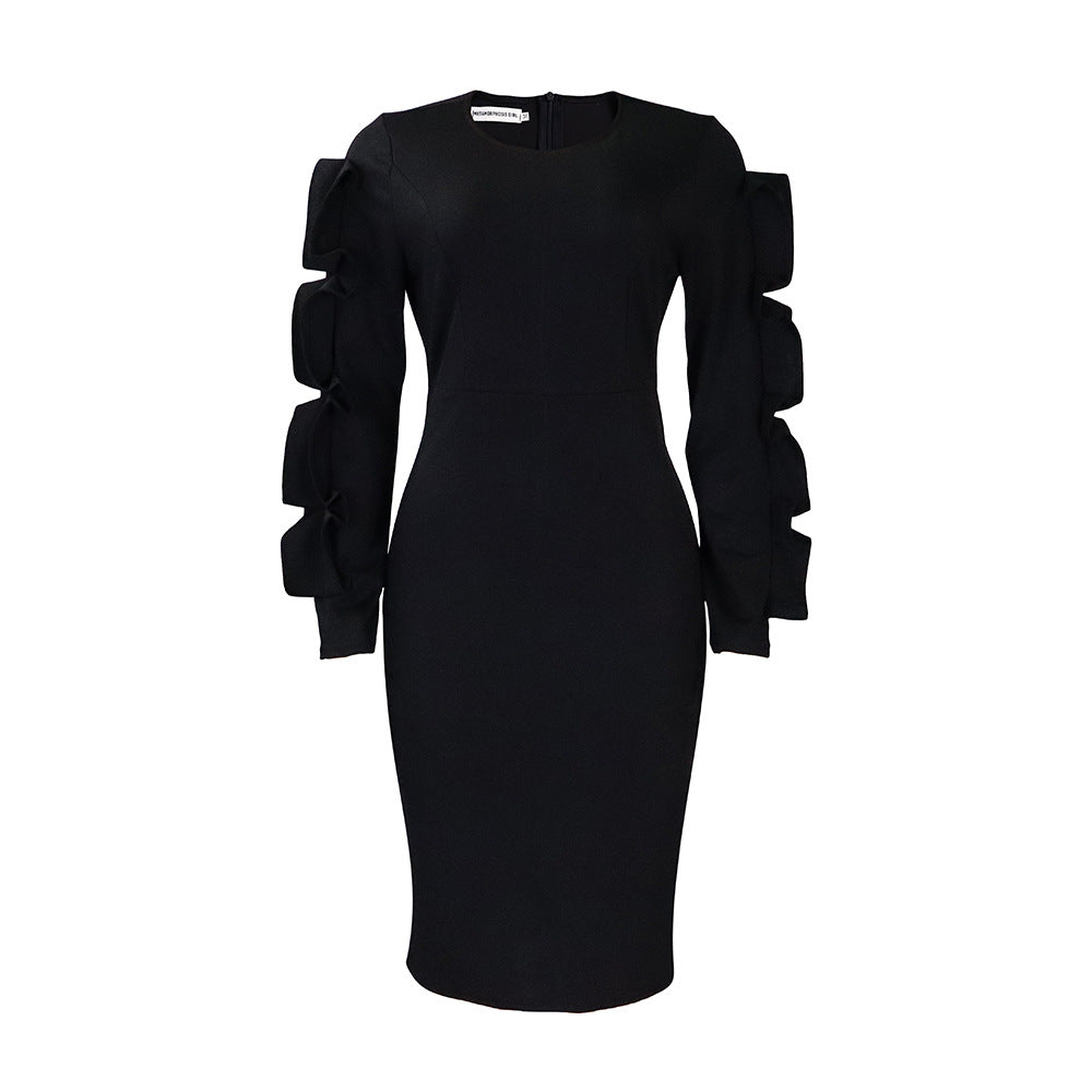 Fashion Temperament Ol Elegant Dress Plus Size Long Sleeve Dress