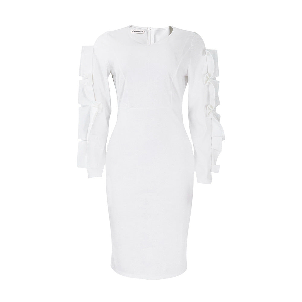 Fashion Temperament Ol Elegant Dress Plus Size Long Sleeve Dress